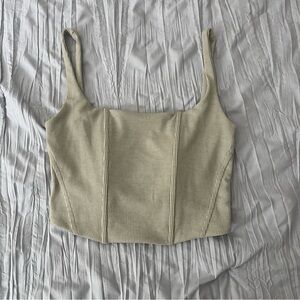 Women's Ribbed Square Neck Top - Cream